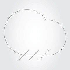 Rain cloud thin line icon vector isolated on gray background. Trendy rain cloud icon in flat style. Template for app, ui, logo and web site.  Rain cloud vector