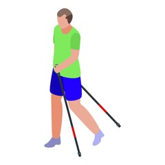Exercise nordic walking icon. Isometric of exercise nordic walking vector icon for web design isolated on white background