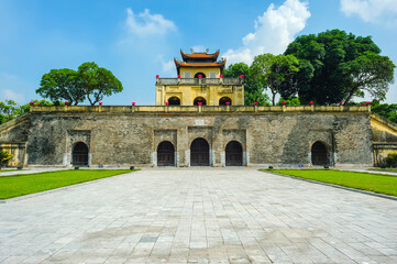 Fototapeta premium The main gate of Imperial Citadel of Thang Long. It is a complex of historic imperial buildings built in year 1010. It's located in the centre of Hanoi, Vietnam and also Unesco world heritage site.