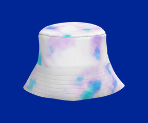 Tie dye bucket hat, 3d rendering, 3d illustration