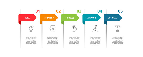 Abstract arrows of graph, diagram with 5 steps, options, parts or processes. Vector business template for presentation