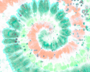 Tiedye Circle. Blue Color Spiral. Geometric 