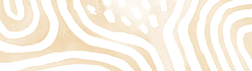 Lighnt brown abstract stripes watercolor Horizontal Background. Inspired by tribal body paint. Raster banner template.