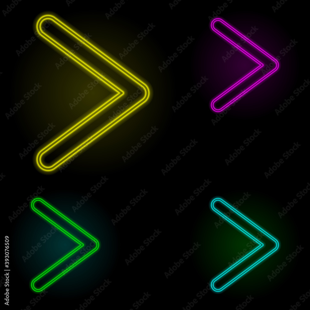 Poster right sign neon color set icon. simple thin line, outline vector of image icons for ui and ux, websi