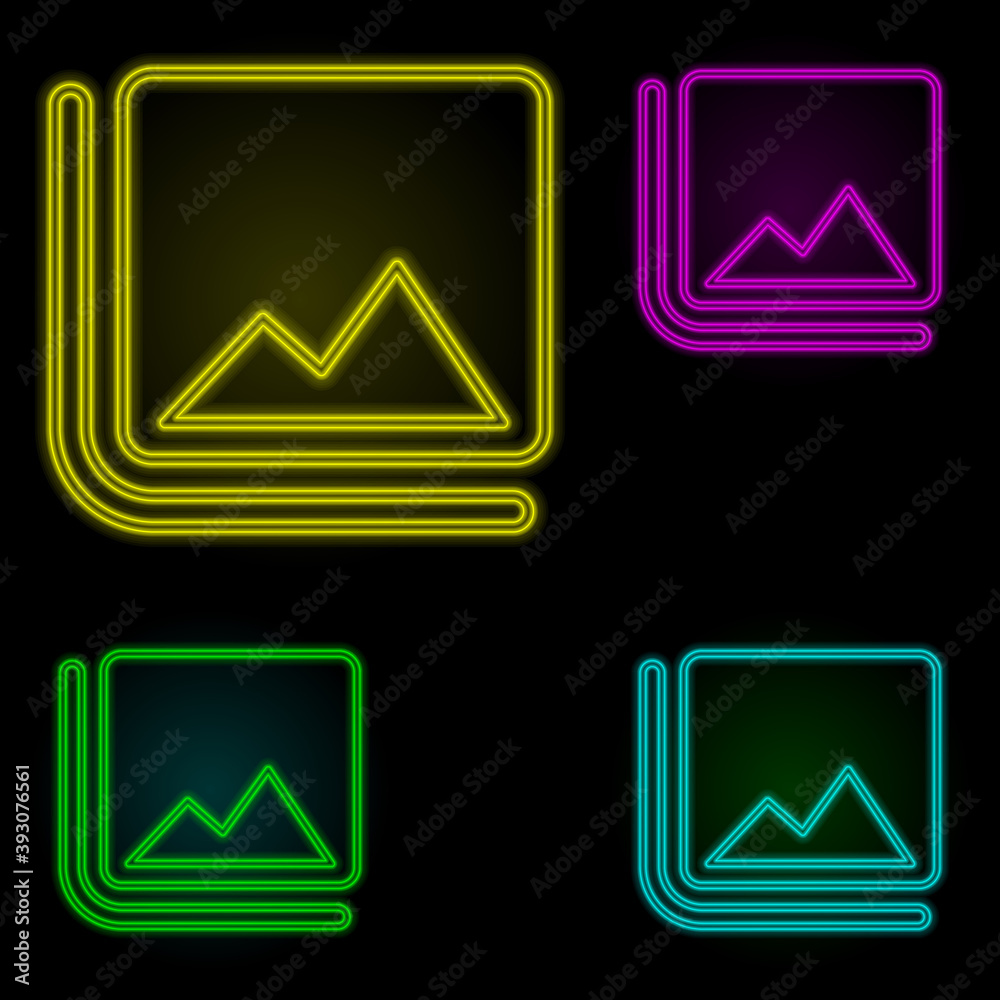 Poster image sign neon color set icon. simple thin line, outline vector of image icons for ui and ux, websi