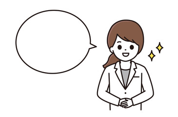 手を前で組む女性薬剤師のイラスト