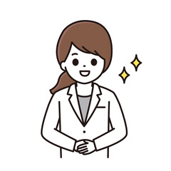 手を前で組む女性薬剤師のイラスト