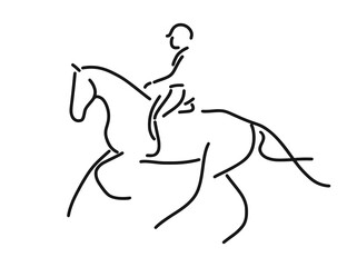 Equestrian dressage line outline vector