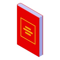 Red literature book icon. Isometric of red literature book vector icon for web design isolated on white background