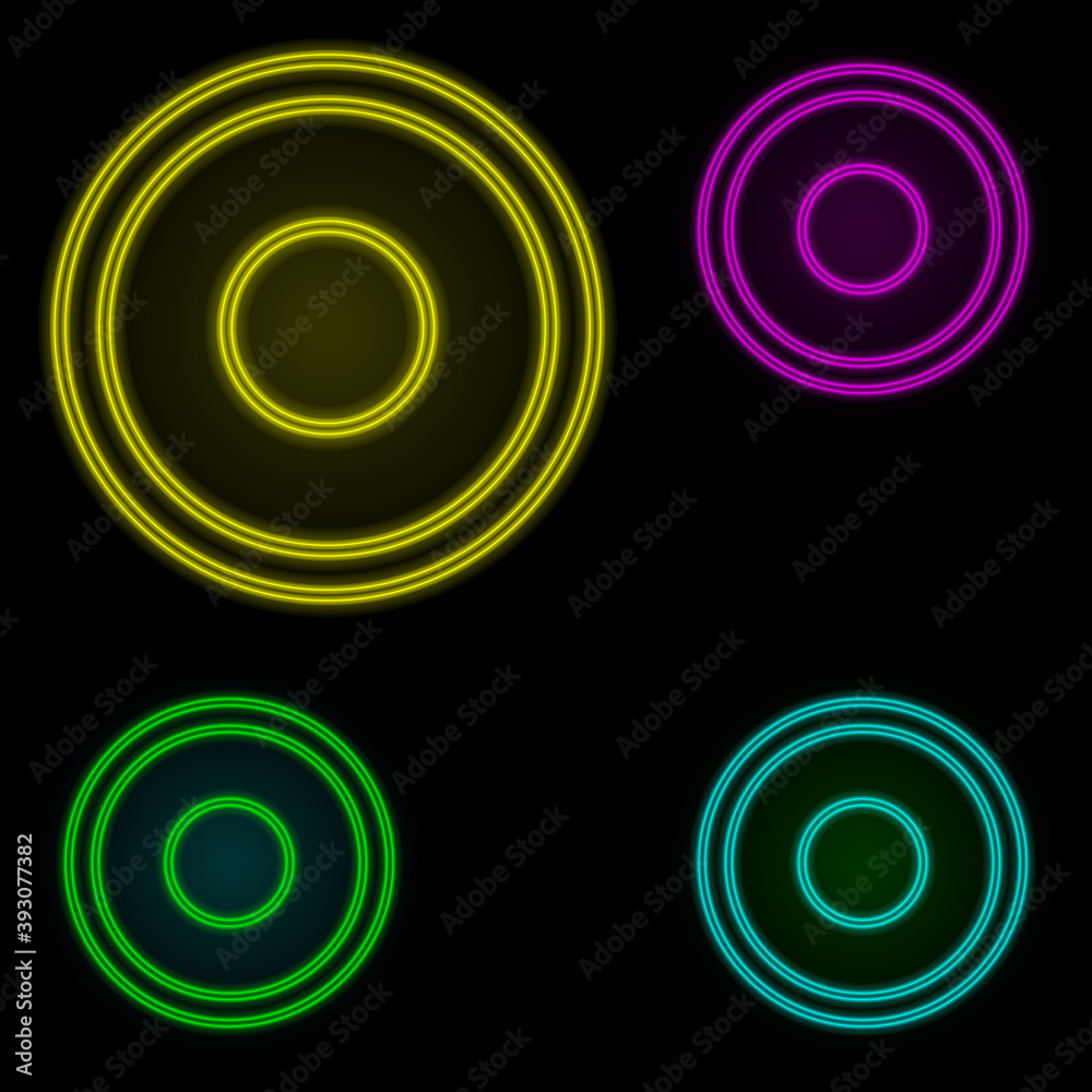Poster rec sign neon color set icon. simple thin line, outline vector of image icons for ui and ux, website