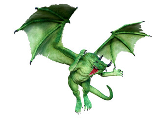 Fototapeta premium 3D Rendering Fairy Tale Dragon on White