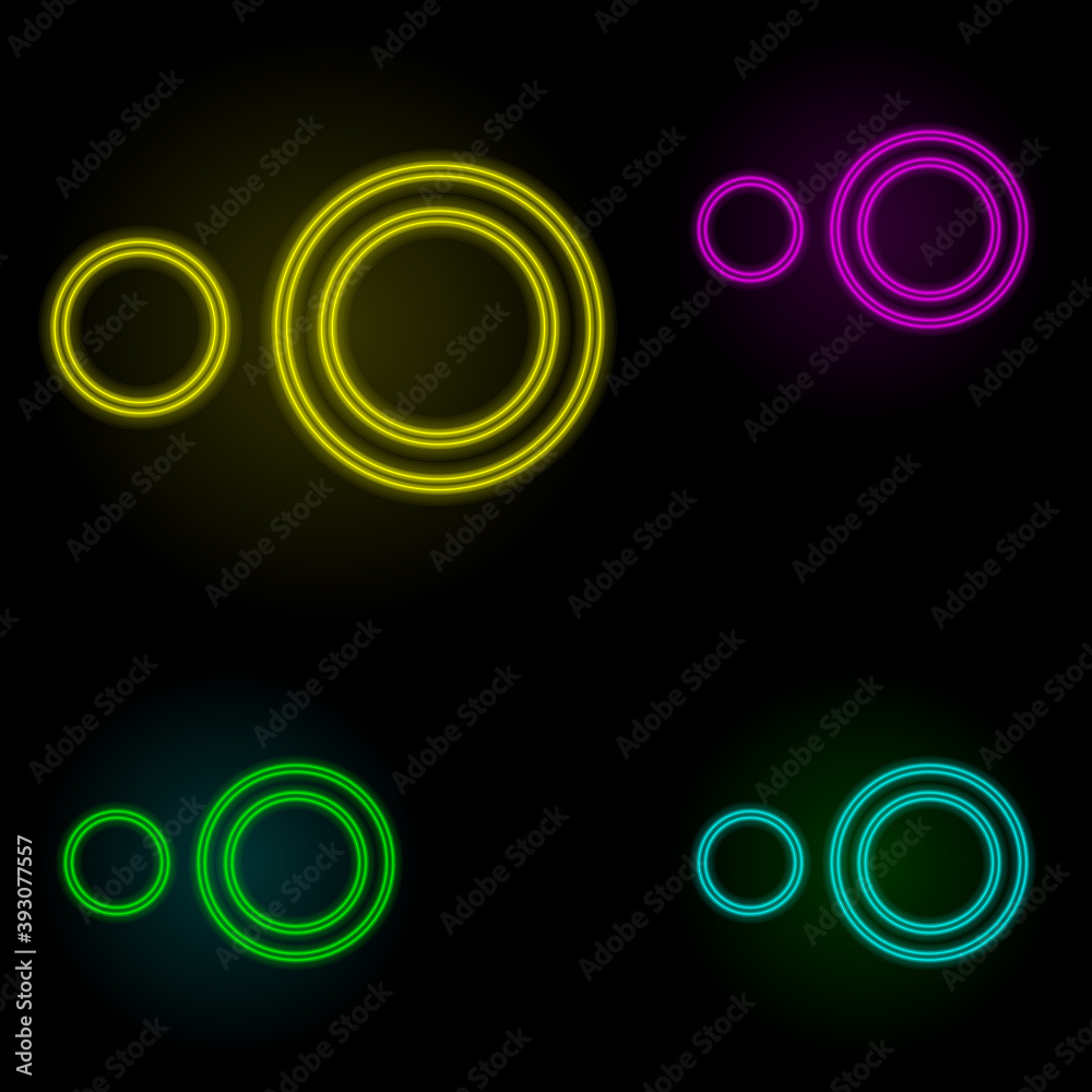 Poster hdr sign neon color set icon. simple thin line, outline vector of image icons for ui and ux, website