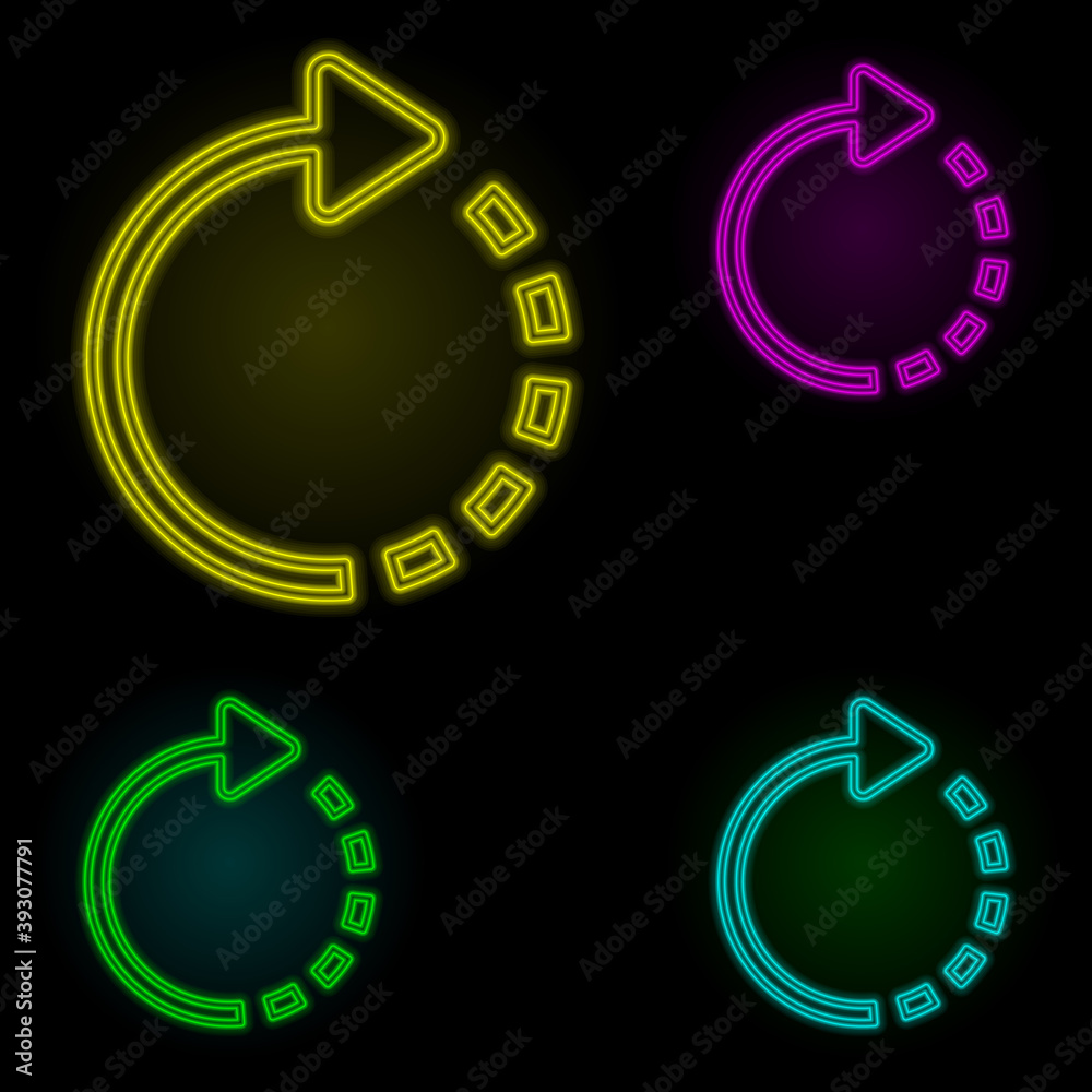 Poster rotate right sign neon color set icon. simple thin line, outline vector of image icons for ui and ux