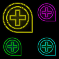 Zoom in sign neon color set icon. Simple thin line, outline vector of image icons for ui and ux, website or mobile application