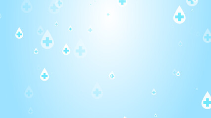 Medical health cross white on blue sanitizer drop pattern background. Abstract healthcare clean and Hygiene concept.
