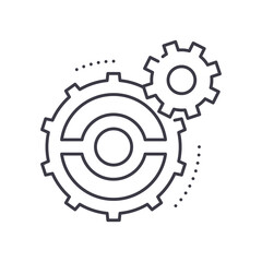 Cog icon, linear isolated illustration, thin line vector, web design sign, outline concept symbol with editable stroke on white background.
