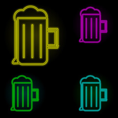 beer mug neon color set icon. Simple thin line, outline vector of kitchen icons for ui and ux, website or mobile application