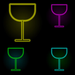 wineglass neon color set icon. Simple thin line, outline vector of kitchen icons for ui and ux, website or mobile application