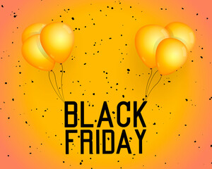 Yellow illustration Black Friday. Yellow background and balloons.