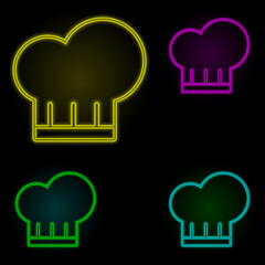 chef's hat neon color set icon. Simple thin line, outline vector of kitchen icons for ui and ux, website or mobile application
