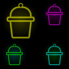 cup cake neon color set icon. Simple thin line, outline vector of kitchen icons for ui and ux, website or mobile application