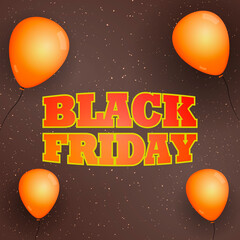Black Friday. Orange balloons. Vector banner Black Friday.