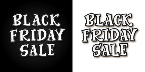 Black Friday Paper Cut Lettering with 3d effect on a black or white background. Trendy comic font for decorative design. Easy recolor vector illustration EPS10.