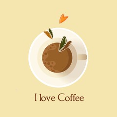 Creative coffee logo template. Natural abstract coffee cup with heart steam. Modern trendy vector illustration isolated on white background.