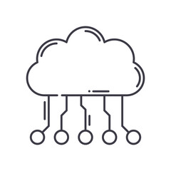 Cloud computing concept icon, linear isolated illustration, thin line vector, web design sign, outline concept symbol with editable stroke on white background.
