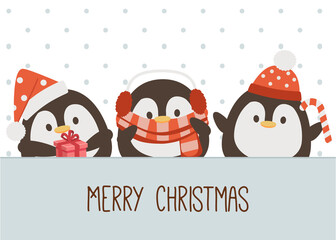 The character of cute penguin wear a christmas costume theme in flat vector style. illustation for banner,poster,content,graphic.