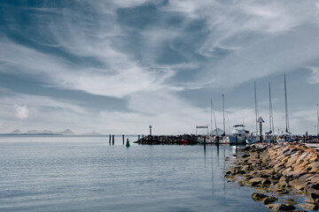 Obraz premium Yachts moored in a harbor