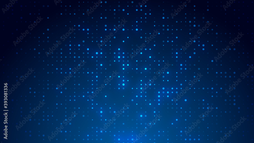 Poster dot white blue pattern screen led light gradient texture background. abstract technology big data di