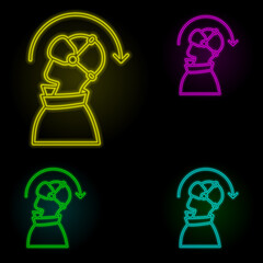 Augmented reality, vr, man, incline neon color set icon. Simple thin line, outline vector of augmented reality icons for ui and ux, website or mobile application