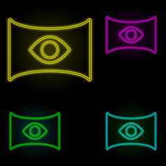 Panoramic, eye neon color set icon. Simple thin line, outline vector of augmented reality icons for ui and ux, website or mobile application