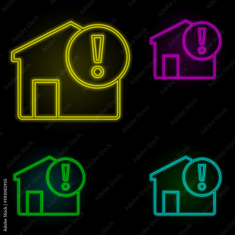 Aufkleber exclamation mark neon color set icon. simple thin line, outline vector of automation icons for ui an