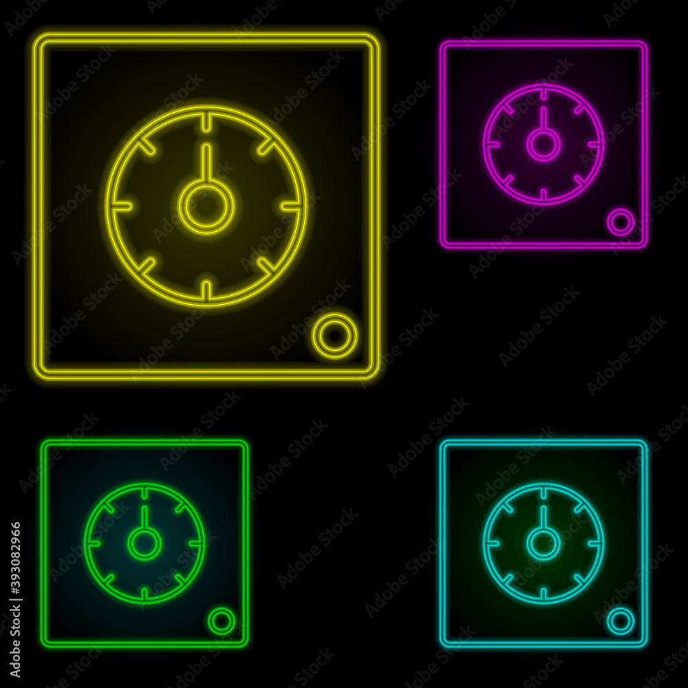 Poster mechanical time neon color set icon. simple thin line, outline vector of automation icons for ui and
