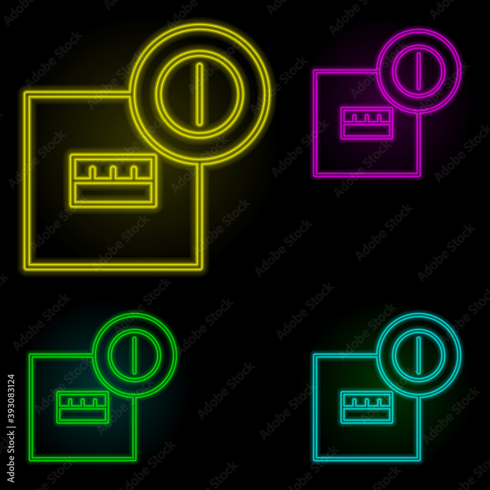 Poster electrical box neon color set icon. simple thin line, outline vector of automation icons for ui and 