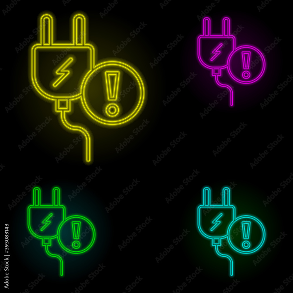 Aufkleber fork sign neon color set icon. simple thin line, outline vector of automation icons for ui and ux, w