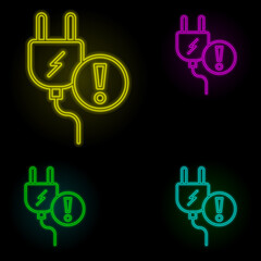 fork sign neon color set icon. Simple thin line, outline vector of automation icons for ui and ux, website or mobile application