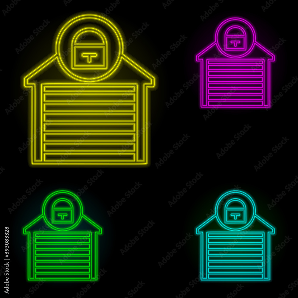 Poster closed garage sign neon color set icon. simple thin line, outline vector of automation icons for ui 