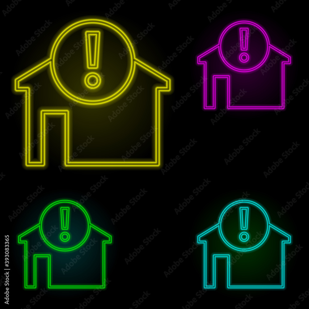 Aufkleber exclamation mark neon color set icon. simple thin line, outline vector of automation icons for ui an