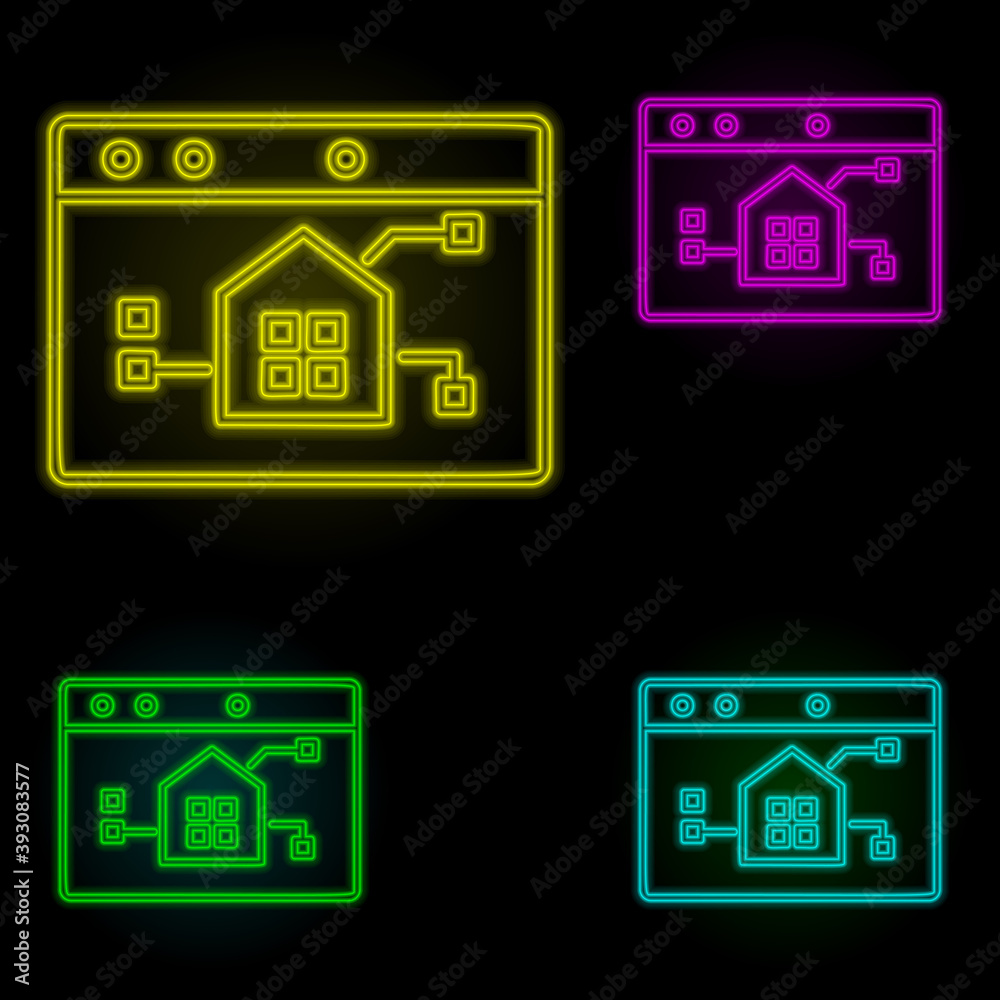 Aufkleber smart home control neon color set icon. simple thin line, outline vector of automation icons for ui 