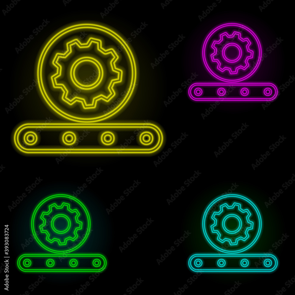 Aufkleber automatic production neon color set icon. simple thin line, outline vector of automation icons for u