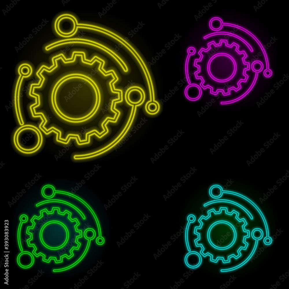 Aufkleber automation mark neon color set icon. simple thin line, outline vector of automation icons for ui and