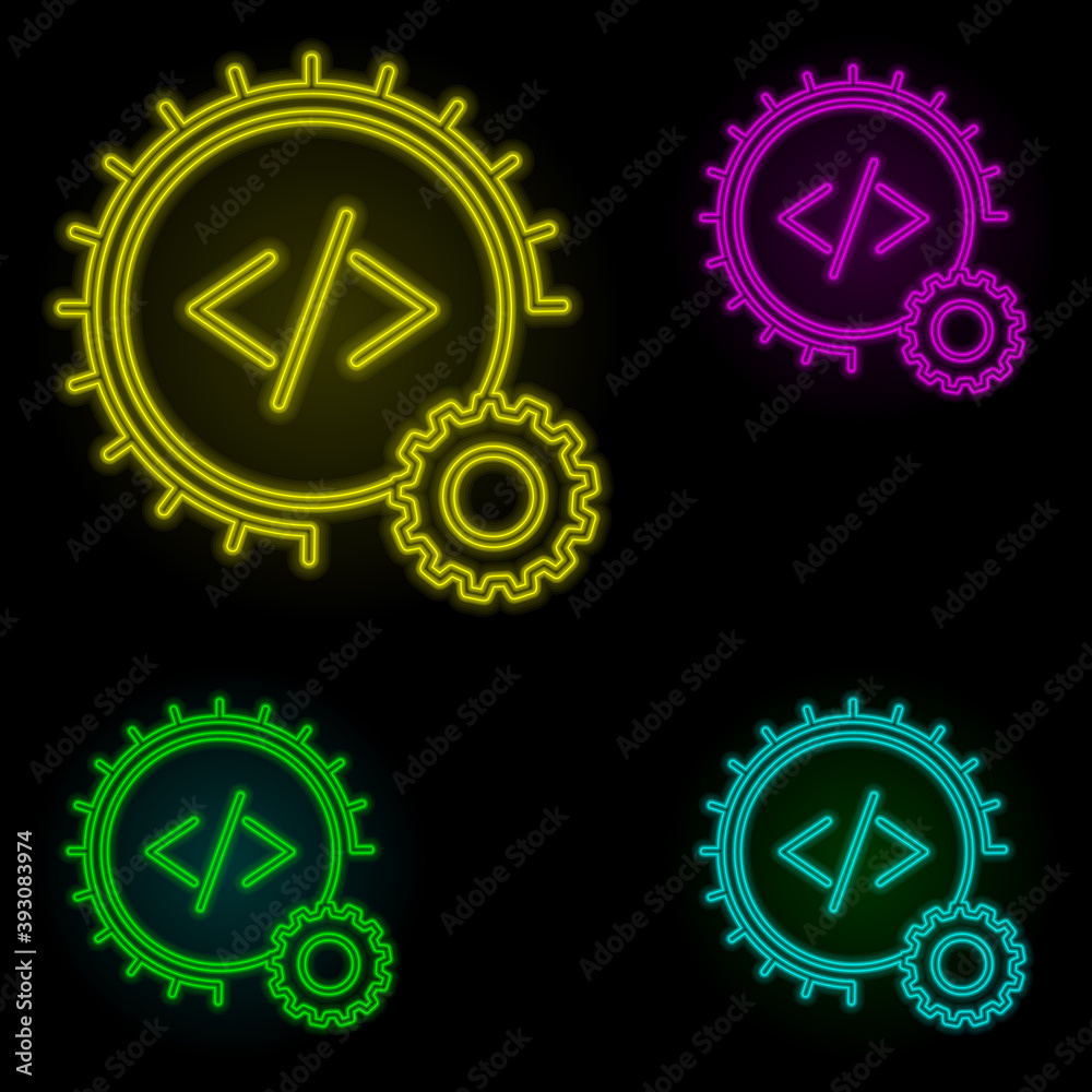 Aufkleber automation sign neon color set icon. simple thin line, outline vector of automation icons for ui and