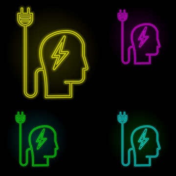 had, socket icon neon color set icon. Simple thin line, outline vector of business icons for ui and ux, website or mobile application