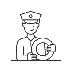 Coast guard icon, linear isolated illustration, thin line vector, web design sign, outline concept symbol with editable stroke on white background.