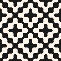 Wavy seamless pattern. Vector abstract liquid lines texture. Simple black and white background with curved waves, stripes, fluid shapes. Optical art. Modern repeat design for decor, tileable print