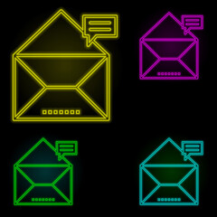 envelope, comment, mail icon neon color set icon. Simple thin line, outline vector of business icons for ui and ux, website or mobile application