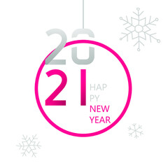 Vector Christmas card.Simple style. Happy New Year 2021.